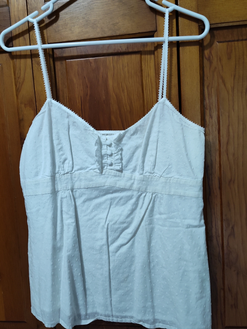 Ann Taylor White Swiss Dot Spaghetti Strap Lined Camisole